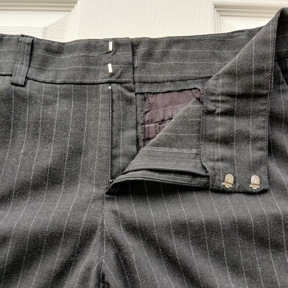 Karen Kane Black Pinstripe Slacks 14 self hemmed 27" inseam short warm comfy - Picture 4 of 14